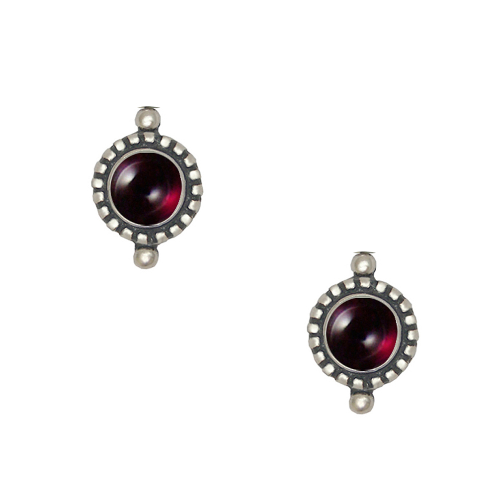 Sterling Silver Garnet Post Stud Earrings